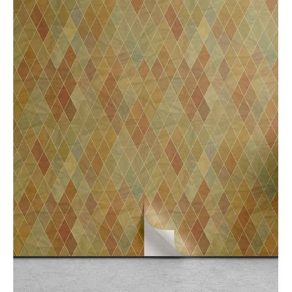 Ambesonne Retro Peel & Stick Wallpaper for Home, Geometric Rhombus Tile, 13"x72", Multicolor