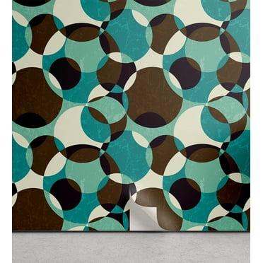Ambesonne Retro Peel & Stick Wallpaper for Home, Grungy Geometric Circles, 13"x36", Multicolor
