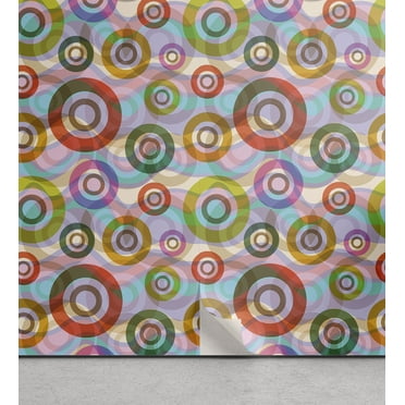 Ambesonne Retro Peel & Stick Wallpaper for Home, Hippie Colorful Circles, 13"x72", Multicolor