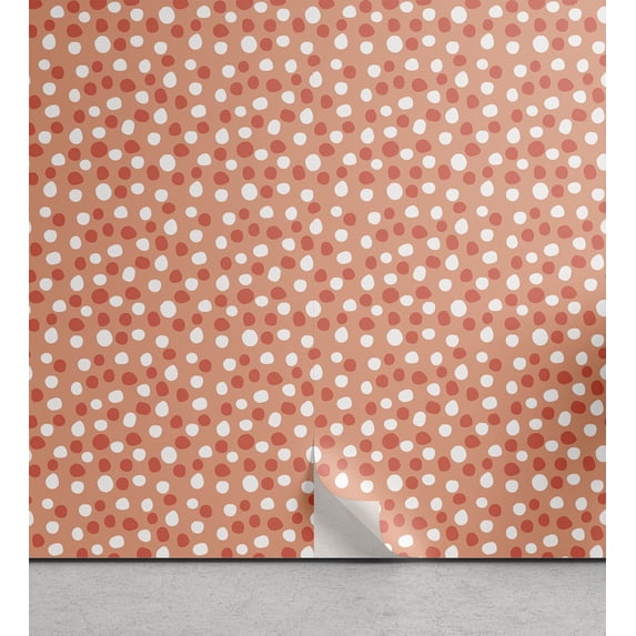 Ambesonne Retro Peel & Stick Wallpaper for Home, Pastel Deformed Circles, 13"x36", Burnt Sienna Dark Peach