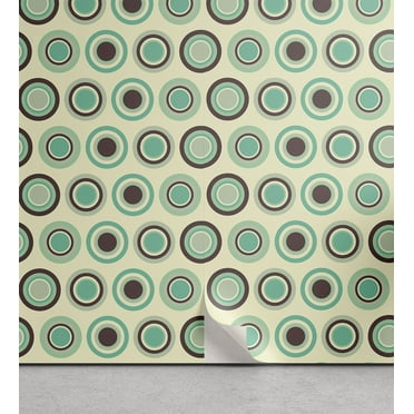 Ambesonne Retro Peel & Stick Wallpaper for Home, Polka Dot Pastel Pattern, 13"x36", Dark Taupe Mint Green