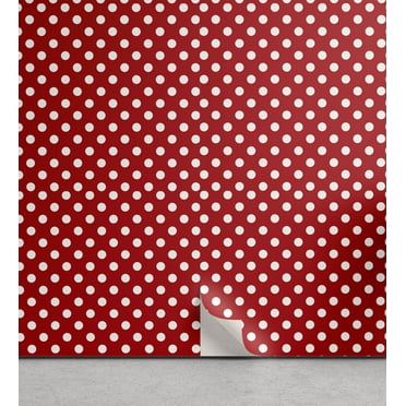 Ambesonne Retro Peel & Stick Wallpaper for Home, Polka Dots Circular Forms, 13"x72", Vermilion