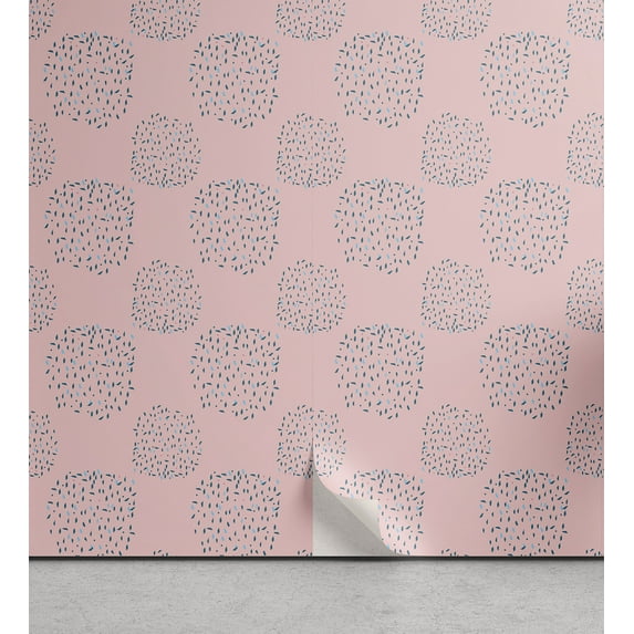 Ambesonne Retro Peel & Stick Wallpaper for Home, Simple Pastel Boho Abstract, 13"x100", Pale Pink and Blue
