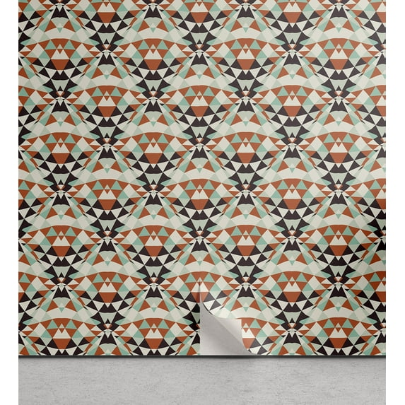Ambesonne Retro Peel & Stick Wallpaper for Home, Triangles Mosaic Illusion, 13"x100", Multicolor