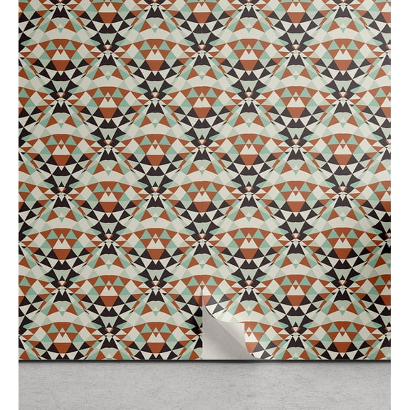 Ambesonne Retro Peel & Stick Wallpaper for Home, Triangles Mosaic Illusion, 13"x36", Multicolor