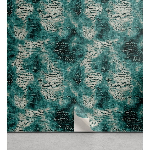 Ambesonne Retro Peel & Stick Wallpaper for Home, Vintage Abstract Pattern Plot, 13"x36", Dark Teal and Cadet Blue