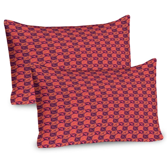 Ambesonne Retro Pillow Sham 2 Pack, 1960's Style Colorful Art, 30"x20", Dark Coral Purple