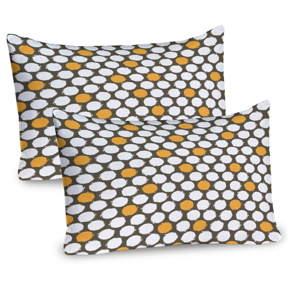 Ambesonne Retro Pillow Sham 2 Pack, Bicolor Grunge Style Dots, 36"x20", Dark Taupe Orange