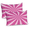 thumbnail image 1 of Ambesonne Retro Pillow Sham 2 Pack, Bursting Stripes Stars, 36"x20", Hot Pink and Coral, 1 of 3