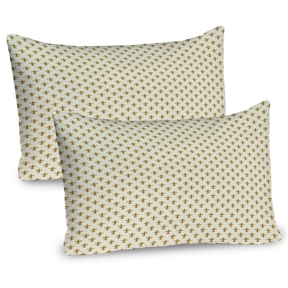 Ambesonne Retro Pillow Sham 2 Pack, Flower of the Lily Design, 26"x20", Cream and Yellow