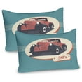 thumbnail image 1 of Ambesonne Retro Pillow Sham 2 Pack, Nostalgic Antique Vehicle, 26"x20", Red Yellow Teal, 1 of 1