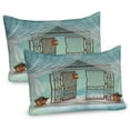 thumbnail image 1 of Ambesonne Retro Pillow Sham 2 Pack, Old Door and Curtain Print, 26"x20", Teal Brown White, 1 of 1