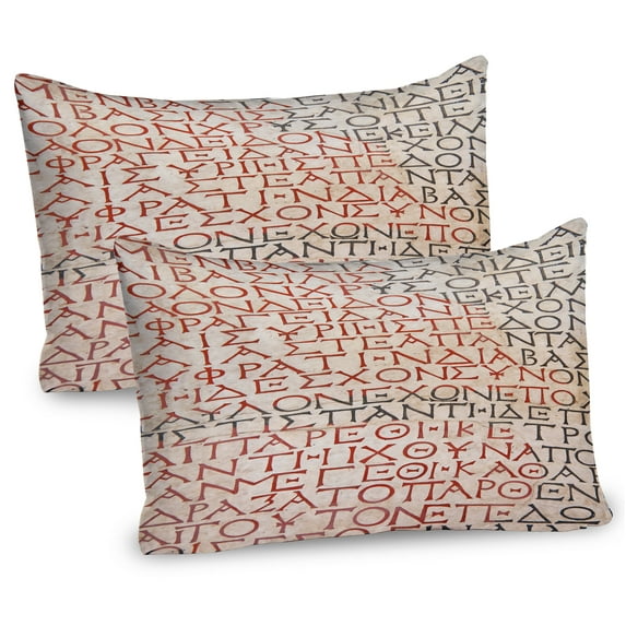 Ambesonne Retro Pillow Sham 2 Pack, Old Latin Tombstone, 36"x20", Peach Dark Coral Taupe