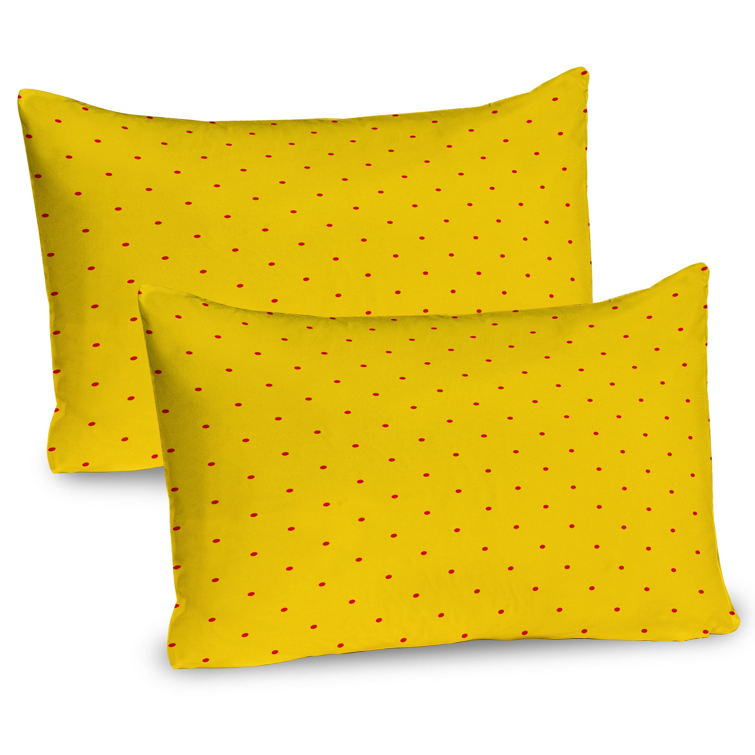 Earth Yellow and Vermilion Polka Dot Microfiber Pillow Shams, 2 Pack, 30" x 20"