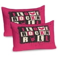 thumbnail image 1 of Ambesonne Retro Pillow Sham 2 Pack, Vintage Letters Grungy, 36"x20", Pink Charcoal Grey Beige, 1 of 3