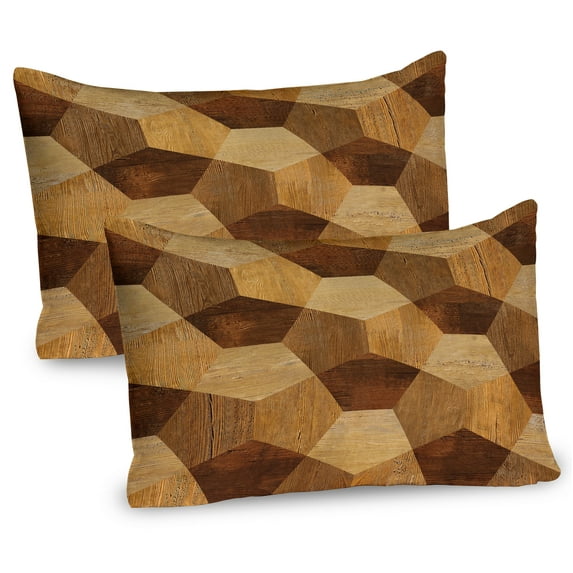 Ambesonne Retro Pillow Sham 2 Pack, Wooden Rustic Pattern, 36"x20", Brown Pale Brown