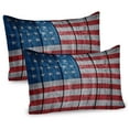 thumbnail image 1 of Ambesonne Retro Pillow Sham 2 Pack, Worn Style American Flag, 26"x20", Blue Red Pale Grey, 1 of 3