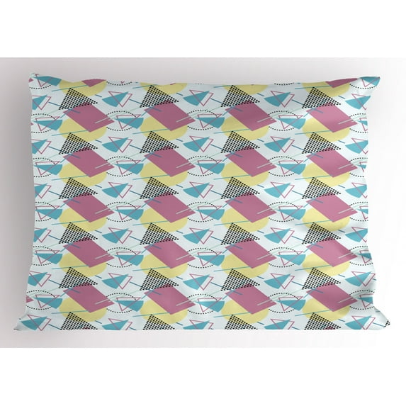 Ambesonne Retro Pillow Sham, Pastel Funky Memphis, 26" X 20", Multicolor