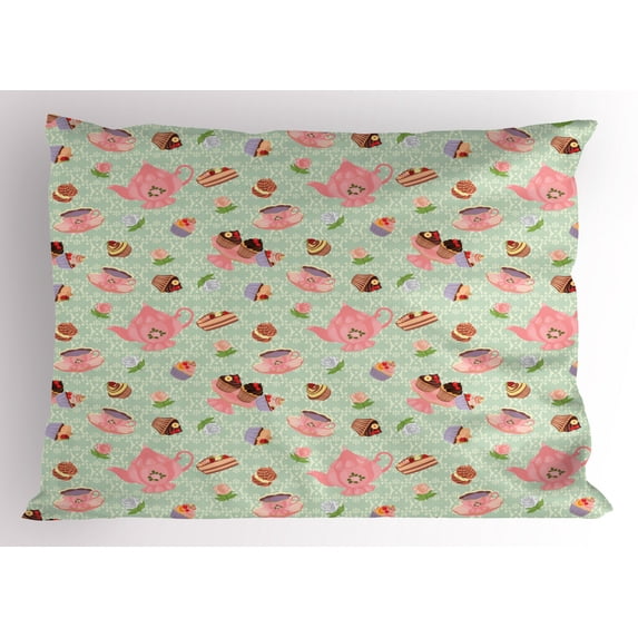 Ambesonne Retro Pillow Sham, Royal Themed Tea Time, 36" X 20", Multicolor