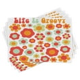 thumbnail image 1 of Ambesonne Retro Place Mats Set of 4, Colored Art Dated Style, Standard Size, Mint Green Orange Red, 1 of 6