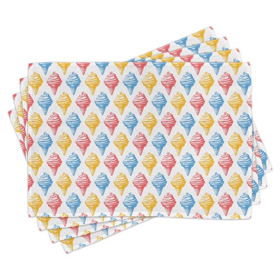 Ambesonne Retro Place Mats Set of 4, Ice Cream Cones 50s Time, Standard Size, Multicolor