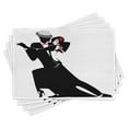 thumbnail image 1 of Ambesonne Retro Place Mats Set of 4, Romantic Dance Partners, Standard Size, White Black, 1 of 6
