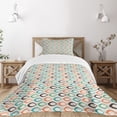 thumbnail image 1 of Ambesonne Retro Quilted Bedspread Set 2 Pcs, Aquatic Life Ocean Fish, Twin Size, Salmon Brown Turquoise, 1 of 3