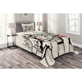 thumbnail image 1 of Ambesonne Retro Quilted Bedspread Set 2 Pcs, Beats in New York Night, Twin Size, Red Black Ecru, 1 of 3