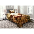 thumbnail image 1 of Ambesonne Retro Quilted Bedspread Set 2 Pcs, Bike in Sepia Tones Rural, Twin Size, Red Orange Yellow, 1 of 3