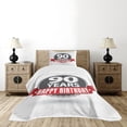 thumbnail image 1 of Ambesonne Retro Quilted Bedspread Set 2 Pcs, Birthday Red Ribbon, Twin Size, Red Grey White, 1 of 6