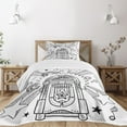thumbnail image 1 of Ambesonne Retro Quilted Bedspread Set 2 Pcs, Cartoon Sketchy Music Box, Twin Size, Black and White, 1 of 5