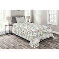 thumbnail image 1 of Ambesonne Retro Quilted Bedspread Set 2 Pcs, Cartoon Village Animals, Twin Size, Yellow Beige, 1 of 3
