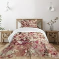 thumbnail image 1 of Ambesonne Retro Quilted Bedspread Set 2 Pcs, Cherry Blossoms Floral, Twin Size, Beige and Pink, 1 of 5