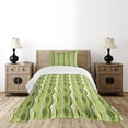 thumbnail image 1 of Ambesonne Retro Quilted Bedspread Set 2 Pcs, Digital Leaf Floral Lines, Twin Size, Green, 1 of 6