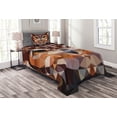 thumbnail image 1 of Ambesonne Retro Quilted Bedspread Set 2 Pcs, Geometric Mosaic Owl Art, Twin Size, Orange Brown, 1 of 3