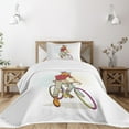 thumbnail image 1 of Ambesonne Retro Quilted Bedspread Set 2 Pcs, Hipster Goat on Bicycle, Twin Size, Multicolor, 1 of 5