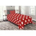thumbnail image 1 of Ambesonne Retro Quilted Bedspread Set 2 Pcs, Polka Dots Circular Forms, Twin Size, Vermilion, 1 of 3