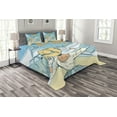 thumbnail image 1 of Ambesonne Retro Quilted Bedspread Set 3 Pcs, Aircraft Pop Art, Queen Size, Pale Blue Yellow, 1 of 5