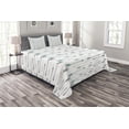 thumbnail image 1 of Ambesonne Retro Quilted Bedspread Set 3 Pcs, Arrow Pattern Horizontal, Queen Size, Grey Teal White, 1 of 3
