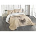 thumbnail image 1 of Ambesonne Retro Quilted Bedspread Set 3 Pcs, Deer Portrait with Dots, Queen Size, Cream Brown, 1 of 3