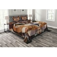 thumbnail image 1 of Ambesonne Retro Quilted Bedspread Set 3 Pcs, Geometric Mosaic Owl Art, King Size, Orange Brown, 1 of 3