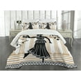 thumbnail image 1 of Ambesonne Retro Quilted Bedspread Set 3 Pcs, Greek Woman and Amphora, Queen Size, Sand Brown Black, 1 of 5