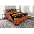 thumbnail image 1 of Ambesonne Retro Quilted Bedspread Set 3 Pcs, Grunge Poster Design, King Size, Orange Black Sand Brown, 1 of 3