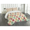 thumbnail image 1 of Ambesonne Retro Quilted Bedspread Set 3 Pcs, Ladybugs Retro Cartoon, King Size, Multicolor, 1 of 5