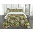 thumbnail image 1 of Ambesonne Retro Quilted Bedspread Set 3 Pcs, Old City Colorful Town, King Size, Multicolor, 1 of 5