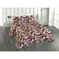 thumbnail image 1 of Ambesonne Retro Quilted Bedspread Set 3 Pcs, Vintage Floral Art Nostalgia, King, Redwood Lilac Black, 1 of 4