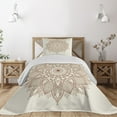 thumbnail image 1 of Ambesonne Retro Quilted Coverlet 2 Pcs, Flower Lace, Twin Size, Brown and Ivory, 1 of 4