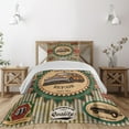 thumbnail image 1 of Ambesonne Retro Quilted Coverlet 2 Pcs, Old Sixties Car Pop Art, Twin Size, Green Red Cream, 1 of 5