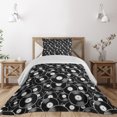 thumbnail image 1 of Ambesonne Retro Quilted Coverlet 2 Pcs, Old Time Records Music Discs, Twin Size, Charcoal Grey White, 1 of 4