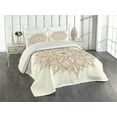 thumbnail image 1 of Ambesonne Retro Quilted Coverlet 3 Pcs, Flower Lace, King Size, Brown and Ivory, 1 of 4